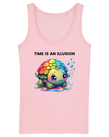 Broasca testoasa pictata in acuarela cu mesajul  Time is an Illusion Cotton Pink