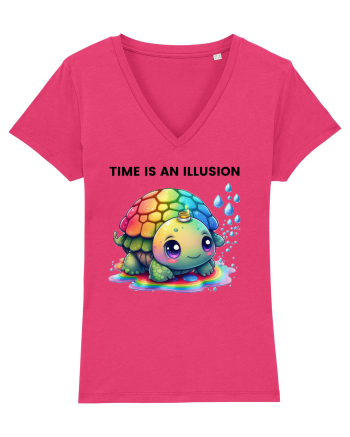 Broasca testoasa pictata in acuarela cu mesajul  Time is an Illusion Raspberry