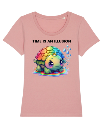 Broasca testoasa pictata in acuarela cu mesajul  Time is an Illusion Canyon Pink