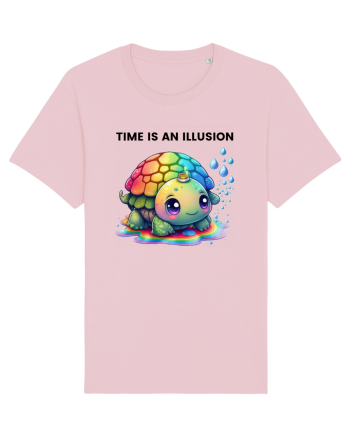 Broasca testoasa pictata in acuarela cu mesajul  Time is an Illusion Cotton Pink