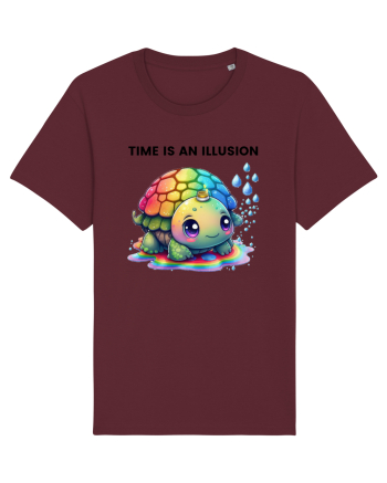 Broasca testoasa pictata in acuarela cu mesajul  Time is an Illusion Burgundy