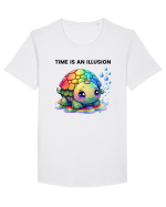 Broasca testoasa pictata in acuarela cu mesajul  Time is an Illusion Tricou mânecă scurtă guler larg Bărbat Skater