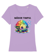 Broasca testoasa pictata in acuarela cu mesajul  Masor Timpul Tricou mânecă scurtă guler larg fitted Damă Expresser