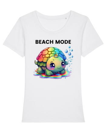 Broasca testoasa pictata in acuarela cu mesajul  Beach Mode White