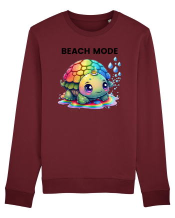 Broasca testoasa pictata in acuarela cu mesajul  Beach Mode Burgundy