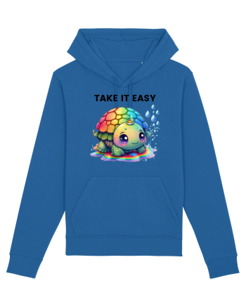 Broasca testoasa pictata in acuarela cu mesajul  Take it Easy Royal Blue