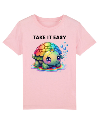 Broasca testoasa pictata in acuarela cu mesajul  Take it Easy Cotton Pink