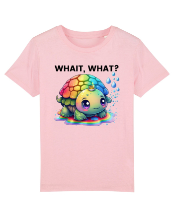 Broasca testoasa pictata in acuarela cu mesajul Wait, What? Cotton Pink