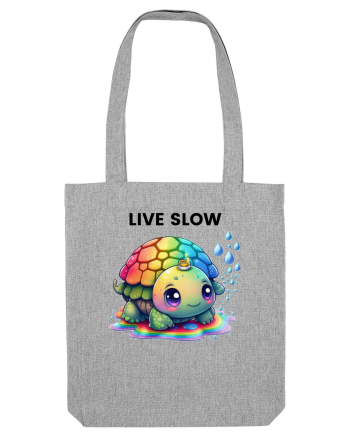 Broasca testoasa pictata in acuarela cu mesajul Live Slow Heather Grey