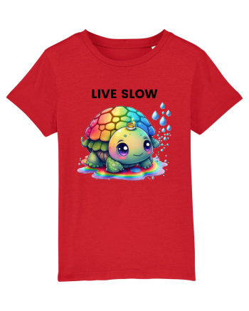 Broasca testoasa pictata in acuarela cu mesajul Live Slow Red