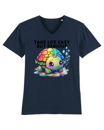 Broasca testoasa pictata in acuarela cu mesajul Take Life Easy but Serious French Navy