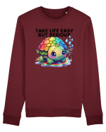 Broasca testoasa pictata in acuarela cu mesajul Take Life Easy but Serious Bluză mânecă lungă Unisex Rise