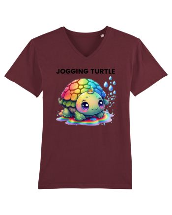 Broasca testoasa pictata in acuarela cu mesajul Jogging Turtle Burgundy