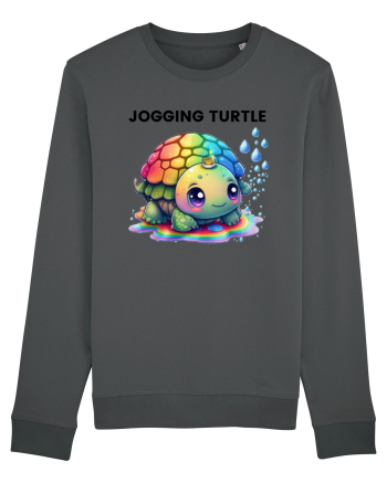 Broasca testoasa pictata in acuarela cu mesajul Jogging Turtle Anthracite