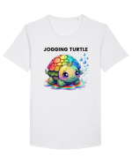 Broasca testoasa pictata in acuarela cu mesajul Jogging Turtle Tricou mânecă scurtă guler larg Bărbat Skater