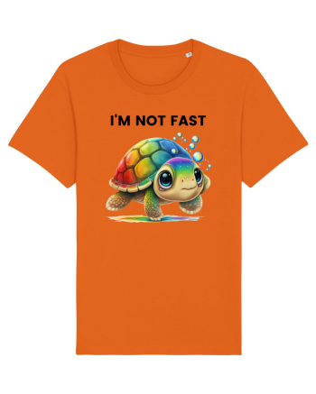 Broasca testoasa pictata in acuarela cu mesajul   I'm not fast Bright Orange