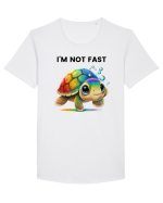 Broasca testoasa pictata in acuarela cu mesajul   I'm not fast Tricou mânecă scurtă guler larg Bărbat Skater