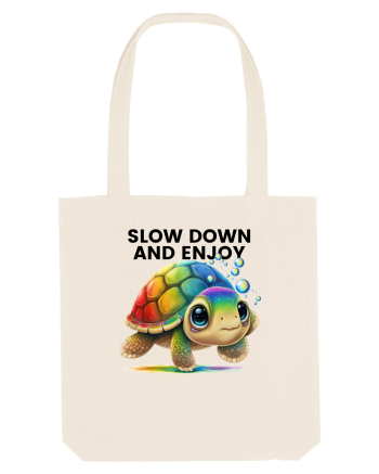 Broasca testoasa pictata in acuarela cu mesajul  Slow Down and Enjoy Life Natural