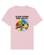 Broasca testoasa pictata in acuarela cu mesajul  Slow Down and Enjoy Life Tricou mânecă scurtă Unisex Rocker