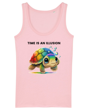 Broasca testoasa pictata in acuarela cu mesajul  Time is an Illusion Cotton Pink