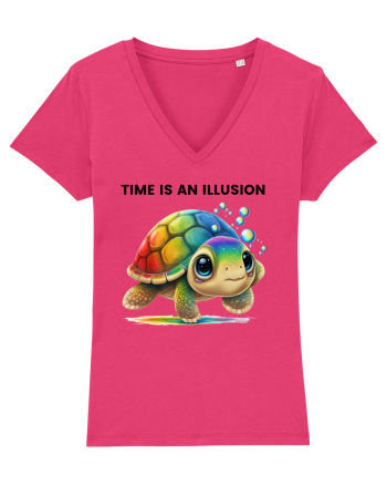 Broasca testoasa pictata in acuarela cu mesajul  Time is an Illusion Raspberry