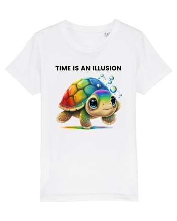 Broasca testoasa pictata in acuarela cu mesajul  Time is an Illusion White