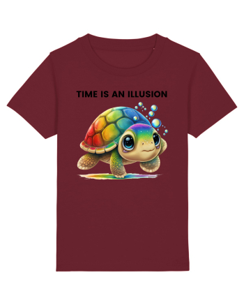 Broasca testoasa pictata in acuarela cu mesajul  Time is an Illusion Burgundy