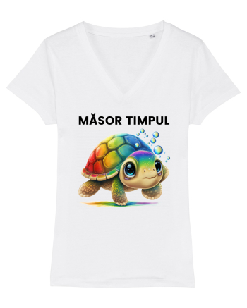 Broasca testoasa pictata in acuarela cu mesajul  Masor Timpul White