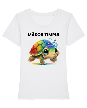 Broasca testoasa pictata in acuarela cu mesajul  Masor Timpul White