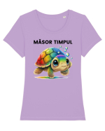 Broasca testoasa pictata in acuarela cu mesajul  Masor Timpul Tricou mânecă scurtă guler larg fitted Damă Expresser
