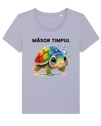 Broasca testoasa pictata in acuarela cu mesajul  Masor Timpul Lavender