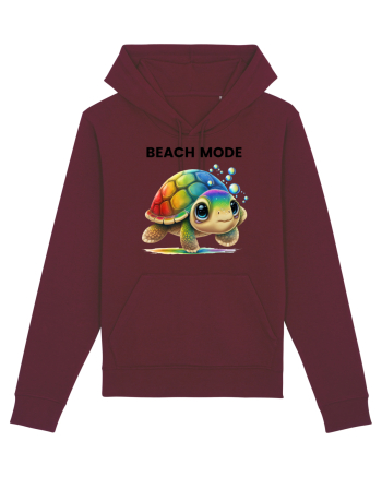 Broasca testoasa pictata in acuarela cu mesajul  Beach Mode Burgundy