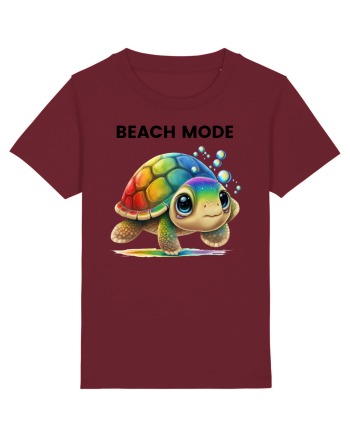 Broasca testoasa pictata in acuarela cu mesajul  Beach Mode Burgundy