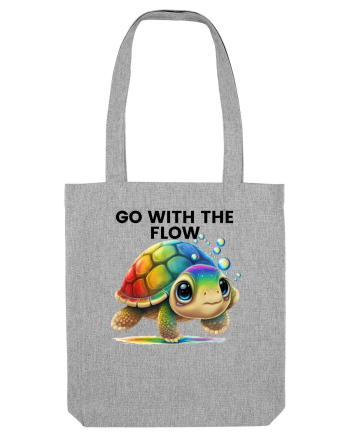 Broasca testoasa pictata in acuarela cu mesajul  Go with the Flow Heather Grey