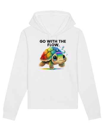 Broasca testoasa pictata in acuarela cu mesajul  Go with the Flow White