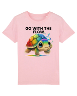 Broasca testoasa pictata in acuarela cu mesajul  Go with the Flow Tricou mânecă scurtă  Copii Mini Creator