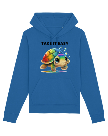 Broasca testoasa pictata in acuarela cu mesajul  Take it Easy Royal Blue