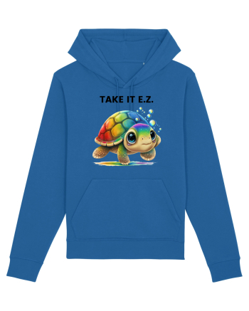Broasca testoasa pictata in acuarela cu mesajul  Take it E.Z. Royal Blue