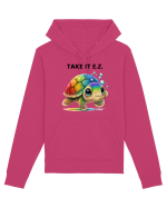 Broasca testoasa pictata in acuarela cu mesajul  Take it E.Z. Hanorac Unisex Drummer