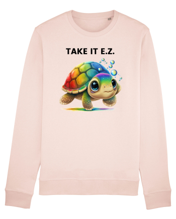 Broasca testoasa pictata in acuarela cu mesajul  Take it E.Z. Candy Pink