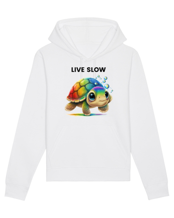 Broasca testoasa pictata in acuarela cu mesajul Live Slow White