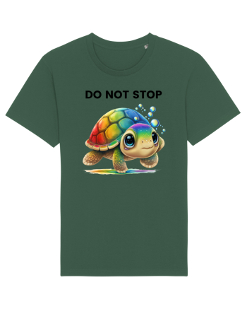 Broasca testoasa pictata in acuarela cu mesajul Do Not Stop Bottle Green