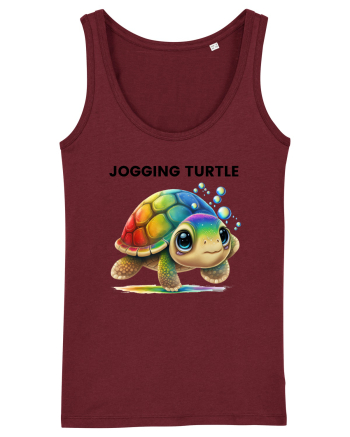 Broasca testoasa pictata in acuarela cu mesajul Jogging Turtle Burgundy