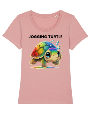 Broasca testoasa pictata in acuarela cu mesajul Jogging Turtle Canyon Pink