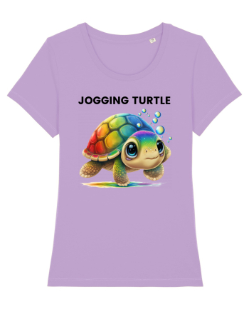 Broasca testoasa pictata in acuarela cu mesajul Jogging Turtle Lavender Dawn