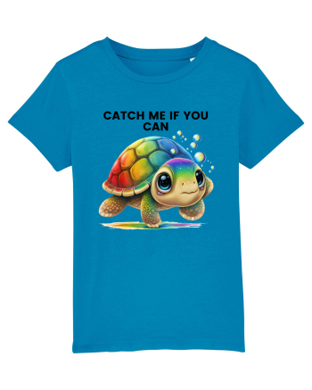 Broasca testoasa pictata in acuarela cu mesajul Catch Me If You Can Azur