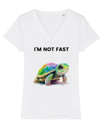 Broasca testoasa pictata in acuarela cu mesajul   I'm not fast White