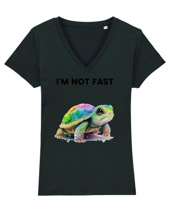Broasca testoasa pictata in acuarela cu mesajul   I'm not fast Black
