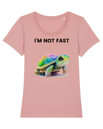 Broasca testoasa pictata in acuarela cu mesajul   I'm not fast Canyon Pink