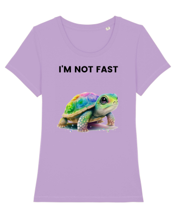 Broasca testoasa pictata in acuarela cu mesajul   I'm not fast Lavender Dawn